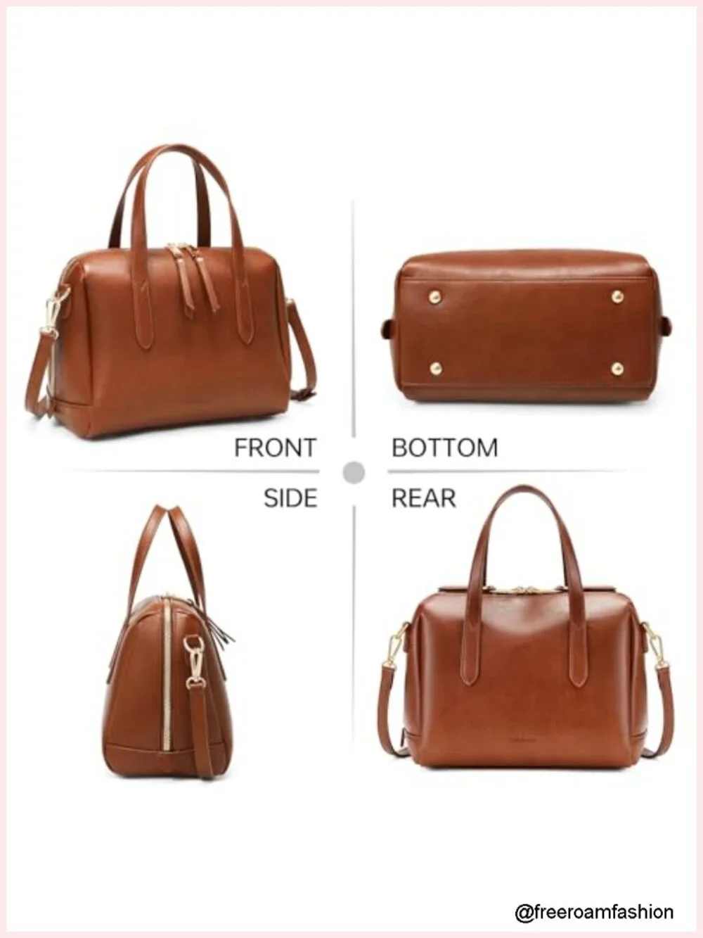 Vintage Boston Satchel Crossbody Purse Vegan Leather Top Handle Shoulder Bag